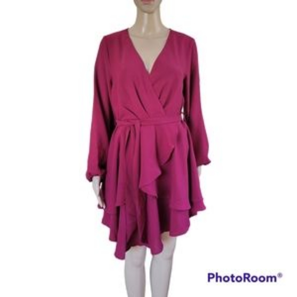❤️B2G1 NWOT Unbranded Women's Deep V-neck Tie Waist Long Sleeve Burgundy❤️